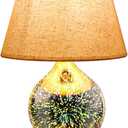 Porseme Table Lamp, Desk Lamp Bulb Included - Modern Lamp with Unique Lampshade, Handmade 3D Effect Glass Base - Perfect Table Lamp in Bedroom, Bedside, Living Room, Office (E12 LED Bulb Included)