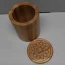 Kimona Food Jars & Canisters Acacia Wood round wooden storage jar with Lid for Keeping Cookies Pantry, Tea, Sugar, Coffee. (4.5" x 4.5" x 6")