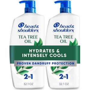Head & Shoulders Anti-Dandruff Shampoo and Conditioner with 1% Pyrithione Zinc, Tea Tree Oil 2-in-1 Twin Pack, Tea Tree Shampoo with Cooling, Refreshed Scalp, 32.1 fl oz Each