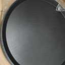 Lallisa 8 Pcs 16'' Large Restaurant Serving Trays with Rubber Lined Plastic Non Slip Tray Non Skid Round Serving Platter Server Tray for Bar Drink, Cafeteria Food, Coffee, Table, Hotel, Party, Black
