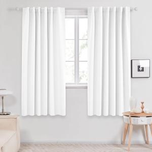 Deconovo Curtains – Room Darkening, Noise-Reducing, Thermal Insulated – Energy-Efficient Window Treatment for Bedroom, Living Room & Home Office – 2 Panels, Pure White, 52W x 50L Inch