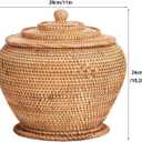 Basket Storage Rattan Woven Baskets with Lid Round Wicker Fruit Boxes Decorative Tray Lids Sundries Mini Snack Bread Organizer (11)
