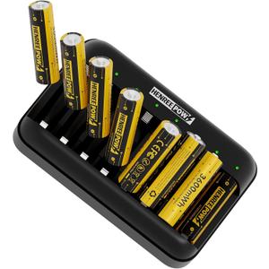 Henreepow Rechargeable Lithium AA Batteries, 8-Pack with Charging Storage Box, 3600mWh 1.5V Constant Output, Long Lasting Rechargeable Li-ion Batteries with Cycle Times up to 1600x