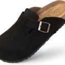 Women’s Genuine Suede Clogs for Women Slip-On Buckle Slides Women's Mules & Clogs Natural Rubber Cork Footbed Sandals Potato Shoes with Arch Support,US 6