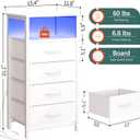 Yoobure Night Stand - LED White Nightstand with Charging Station, Bedside Table with 4 Storage Drawers and Storage Shelf, End Table with USB Ports and Outlets, Tall Dresser for Bedroom