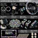NBTEPEM 27 PCs Multicolor Bling Car Accessories Set for Women, Steering Wheel Covers Universal Fit 15 Inch, Bling License Plate Frame, Bling Phone Holder, Bling Car Coasters