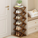 YYW Shoe Rack, Foldable Bamboo Shoes Shelf, Freestanding Shoe Storage Organiser for Entryway, Hallway, Bedroom, Closet (Brown, 6 Layers)