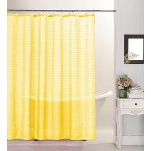 Emerson Canvas Fabric Shower Curtain and 12 Roller Rings (Yellow)
