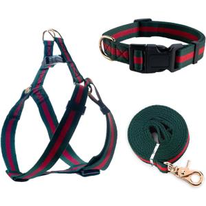 Premium and Stylish Dog Collar Harness and Leash, Soft Comfortable，Chest Adjustable Pet Harness, Luxury Fashion Dog Harness Leashes Set Gift for Puppy Small Dogs