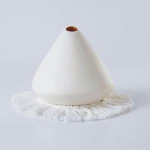 Ceramic Palo Santo Holder Burner,Incense Cone Holder,Mini Chiminea for Palo Santo Sticks and Sage Burner,with Handmade Heat Insulated Mat,Dust Brush,Metal Tweezer. (White)