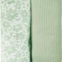 lasoftan Jersey Swaddle Blanket, Ultra Soft Stretchy Receiving Blanket, Newborn Swaddle Wrap for Boys & Girls, 40 x 30 inches, 2 Pcs (Light Green Flower)