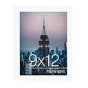 Frame Amo 9x12 White Modern Picture Frame, 1 inch Border, Acrylic Front, for Wall or Table