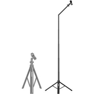 Koyvton Mic Stand, Portable Aluminum Microphone Stand Floor with Easy Lock & Quick Adjustable, Professional Tripod with Mic Clip for Studio Stage Singing for Ikarao, Shure, Rode, Blue Yeti, Samson