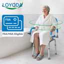 Loyoda FSA/HSA Eligible Swivel Shower Chair with Arms and Back, Padded Shower Bench with Pivoting Arms, Height Adjustable Shower Chair for Elderly and Disabled, 400 lbs