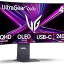 LG 45GX900A-B 45-Inch Ultragear WQHD (3440 x 1440) OLED Curved Gaming Monitor, 240Hz, 0.03ms, NVIDIA G-Sync, VESA DisplayHDR True Black 400, HDMI 2.1, DisplayPort, USB Type-C PD 65W, Black
