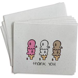 Ice Cream Thank You Cards - 24 Greeting Cards with Envelopes