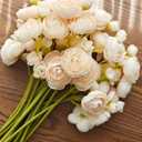 Letjolt Ranunculus Artificial Flower Light Champagne Silk Flowers Faux DIY Bouquet for Wedding Engagement Centerpieces Arrangements Bridal Shower Decorations Home Decor 18pcs