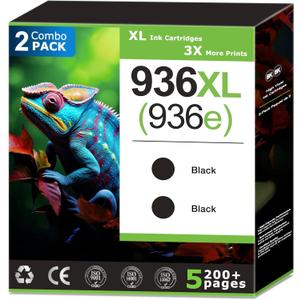 936XL 936e Black Ink Cartridges Combo Pack Replacement for HP 936 Black Ink Cartridges Compatible with HP Printer Work with HP Officejet (Pro) Series Printer (2 Pack) 9120e 9125e 9130e 9135e Black Ink
