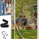 Magnetic Screen Door Left Right Side Opening Polyethylene Terephthalate Mesh Greater Than Fiberglass and Polyester Easy Install (Fit Door 32"x82"/Screen 34"x84, White)