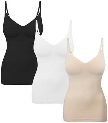 EUYZOU Womens Tummy Control Shapewear Tank Tops Seamless V-Neck Compression Tank Tops Body Shaper Camisole Size L