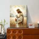 2 x OTOSTAR Jesus and Lamb Christian Wall Art Canvas Prints - Jesus Saves the Lost Lamb Christian Canvas Wall Art for Prayer Room Baptism Serenity Prayer Church Decor - 12 x 16 Inch