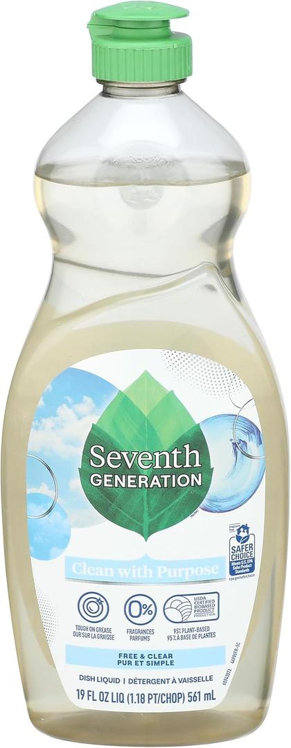 Seventh Generation Dish Liquid Soap Free & Clear liquid soap Dishwashing Soap Dish Soap for sensitive skin 19 oz