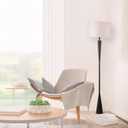 Globe Electric 67224 70" Floor Lamp, Matte Black Finish, White Fabric Shade, Modern Tapered Frame, E26 Base, Contemporary Living Room and Bedroom Lighting