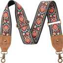 Nefelibata Purse Strap, 2" Cowhide Head Wide Shoulder Strap Adjustable Replacement,Retro Jacquard Embroidery Multi-pattern Crossbody Bag Straps for Handbag,Crossbody Bags,Shoulder Bags(Safflower)