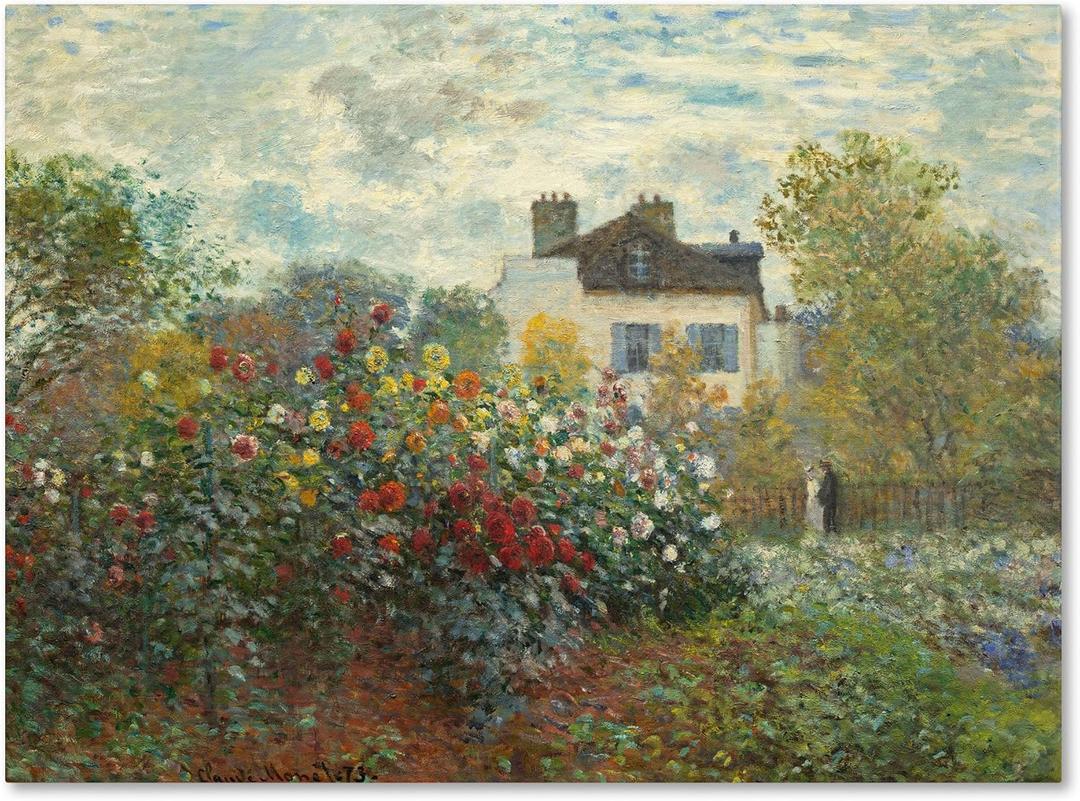 Canvas Wall Art - Claude Monet 'The Artist's Garden In Argenteuil' Wall Art for Living Room, Bedroom, or Office Dcor by Trademark Fine Art (32"L x 24"W)