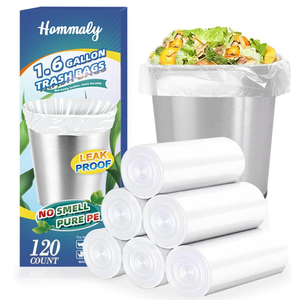 1.6 Gallon 120 pcs (Fit 1.31.6 Gal)Small Clear Trash Bags, Strong 1.3 Gallon1.5 Gallon 1.6 gallons Garbage Bags, Bathroom Trash Can Bin Liners, Mini Bags for Office, Waste Basket Liner,Fit 56 Liters