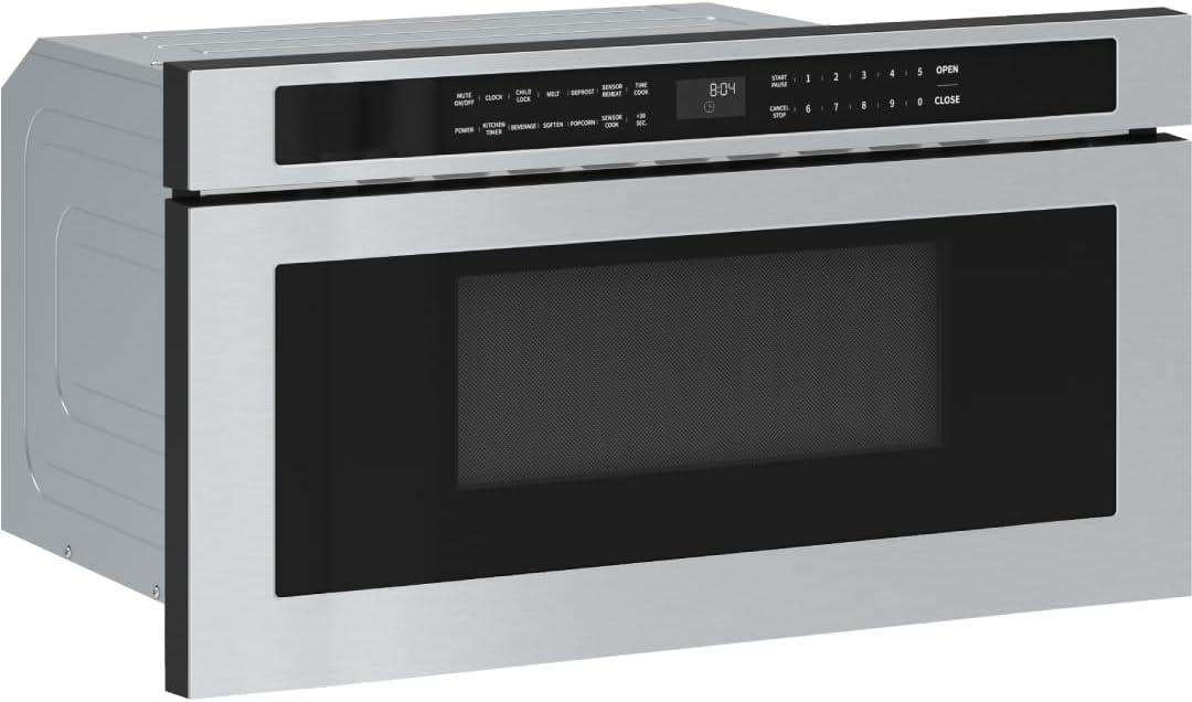 Zephyr 30 inch Built In Drawer Microwave Oven Under Cabinet - Integrated, Wall Mount, Under Counter Pull Out Microwave Drawer 1.2 cu ft, Preset Cooking Options, Easy Clean Coating, 1000W