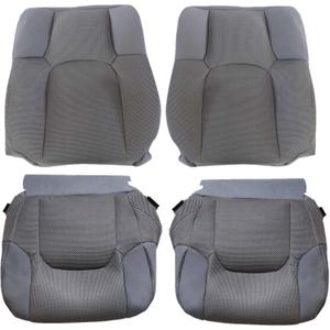 GXARTS Driver and Passenger Bottom & Top Lean Back Seat Cover Cloth Steel Gray Compatible with Nissan Frontier SV Crew Cab 2005 2006 2007 2008 2009 2010 2011 2012 2013 2014 2015 2016 2017 2018 2019