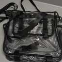 Clear Tote Bag Stadium Approved 12x6x12, Thickened Heavy Duty PVC Transparent Tote Bag Water Resistant (Black)