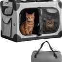 Extra Large Cat Carrier for 2 Cats, XL with Removable Divider, Foldable Soft-Sided Pet Carrier with Storage Tote, Portable Travel Crate for Large Cats, for Car & Home Use, 24" x 17" x 17"
