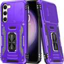 FUNMIKO for Samsung Galaxy S21 Plus Case with Upgraded Sliding Camera Lens Protector and Strong Magnetic Kickstand,Military-Grade Shockproof Protective Phone Cover for Women Girls,Purple