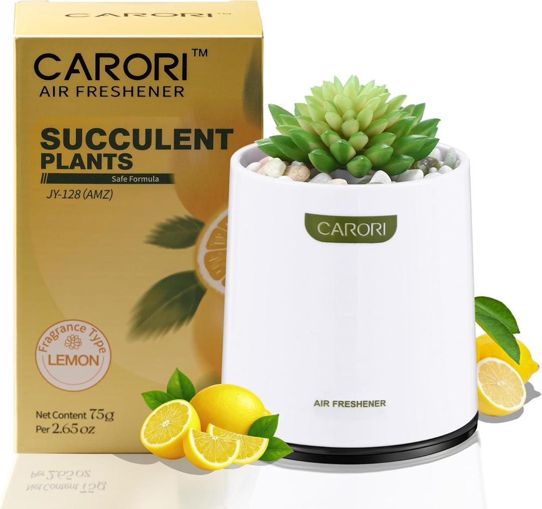 2 x Artificial Succulent Plants with Subtle Lemon Scent, Faux Indoor Plants for Home Decor, Small Fake Plant for Bathroom, Bedroom, Office Decor, Aesthetic Room Accessories, Housewarming Gift