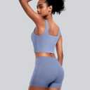 Womens Sports Bras 5 Packs - Square Neck Longline Workout Crop Tank Tops Padded Yoga Camisole with Built in Pads (XL)