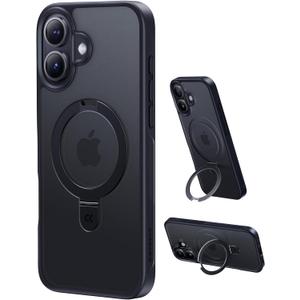 CASEKOO Ultra-Magnetic Stand for iPhone 17 Case [Military Drop Protection] [Compatible with MagSafe] Shockproof Translucent Slim Matte for iPhone 17 Phone Case with Ring Holder 6.3 Inch, Black