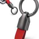 Whtawtaw Car Key Chain Ring Clip, Universal Detachable Leather Car Keychain, Small Key Fob Accessory with Anti-Lost O-Ring Keyrings Zinc Alloy Buckle (Red)