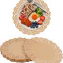 100 Pcs Paper Doilies for Table, Round Paper Placemats Disposable for Tableware Decor, 13.5 Inches Lace Place Mats for Birthday Wedding Banquet Party-01 (Brown)
