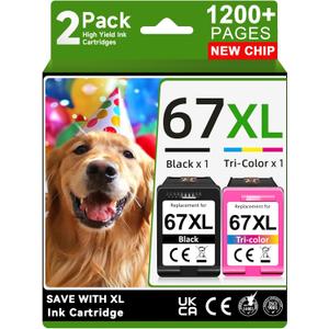 67XL Ink Cartridges Black Color Combo Pack Compatible for HP Ink 67 for HP 67 Ink Cartridges Black Color Combo Pack Fit for DeskJet 2855e 2755e 2700 2700e 2800e 2734e 4100e Envy 6055e 6400 Printer