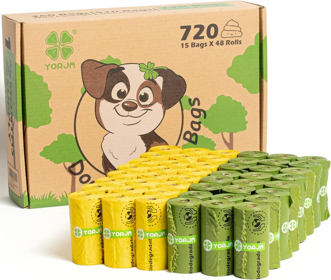 Dog Poop Bags Rolls, 720 Pet Waste Bags, 100% Leak Proof Extra Thick and Strong Corn Starch Blend