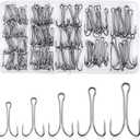 Fishing Double Hook Kit Frog Fishing Hooks Classic High Carbon Steel Fly Tying Fishing Hooks Open Shank Double Hooks for Saltwater Freshwater (130PCS)