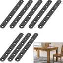 Sumnacon 8 Pcs Stainless Steel Flat Plates - 6 Inch Heavy Duty Mending Plate Straight Corner Brace Brackets Connector Furniture Repair Fixing Joint with Screws, Black