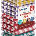 Kitchen Dish Towels 12 Pack - Reusable Ultra Soft Polycotton Dish Cloths for Cleaning Scrubbing Wipe Glass and Household Quick Dry Dish Rag | Multicolor, 12 x 12