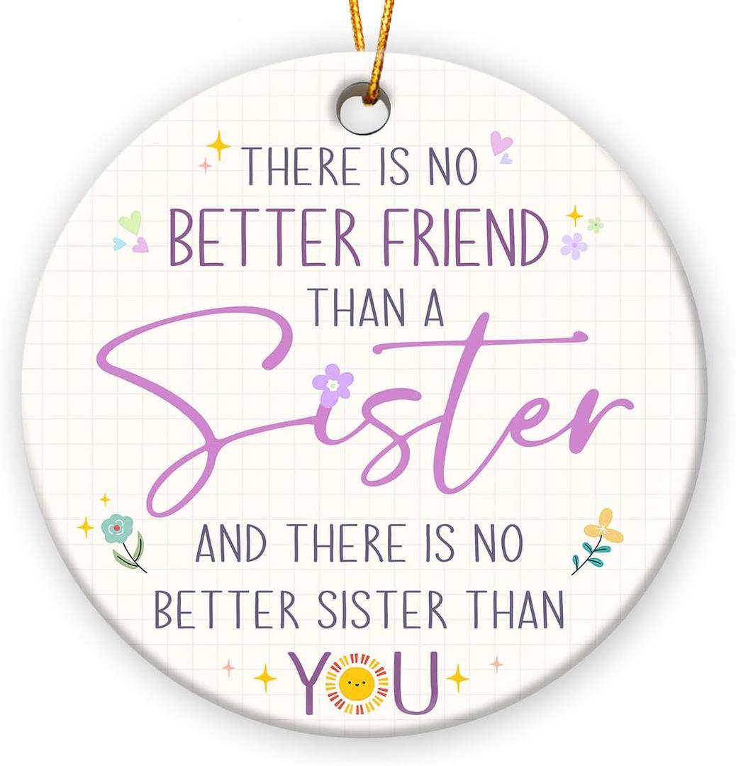 5 x Sister Ornament 2025, Appreciation Gifts for Sisters Bestie Sibling Soulsister, Thoughtful Sister Gifts from Sis Brother, Sisterhood Birthday Decor, Ceramic Ornaments for Christmas Tree