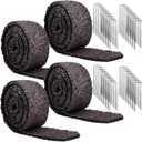 Rubber Mulch for Landscaping 4 Pack 120 L x 4.5W Recycled Garden Edging Border Mat Natural Looking Permanent Garden Mulch Barrier for Plants Vegetables & Flowers 60 U-Shaped Steel Stakes