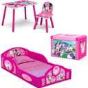 Delta Children Disney Minnie Mouse 4-Piece Toddler Room-in-a-Box Set  Includes Sleep and Play Toddler Bed, Table, 1 Chair and Toy Box, Pink