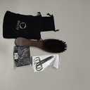 Hair Brush And Comb Set For Men-Boar Bristle Hair Brush,Beard & Wave Brush,Fine Tooth and Wide Tooth Wooden Beard Comb,Facial Grooming Scissors for Eyebrow, Nose Hair, Mustache 6Pcs