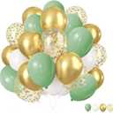 ZOOYOO 50pcs Balloons 12 Inch Sage Green Gold White Confetti Latex Balloons for Boho Weddings,Birthdays,Baby & Bridal Showers, Neutral Theme Party Decorations